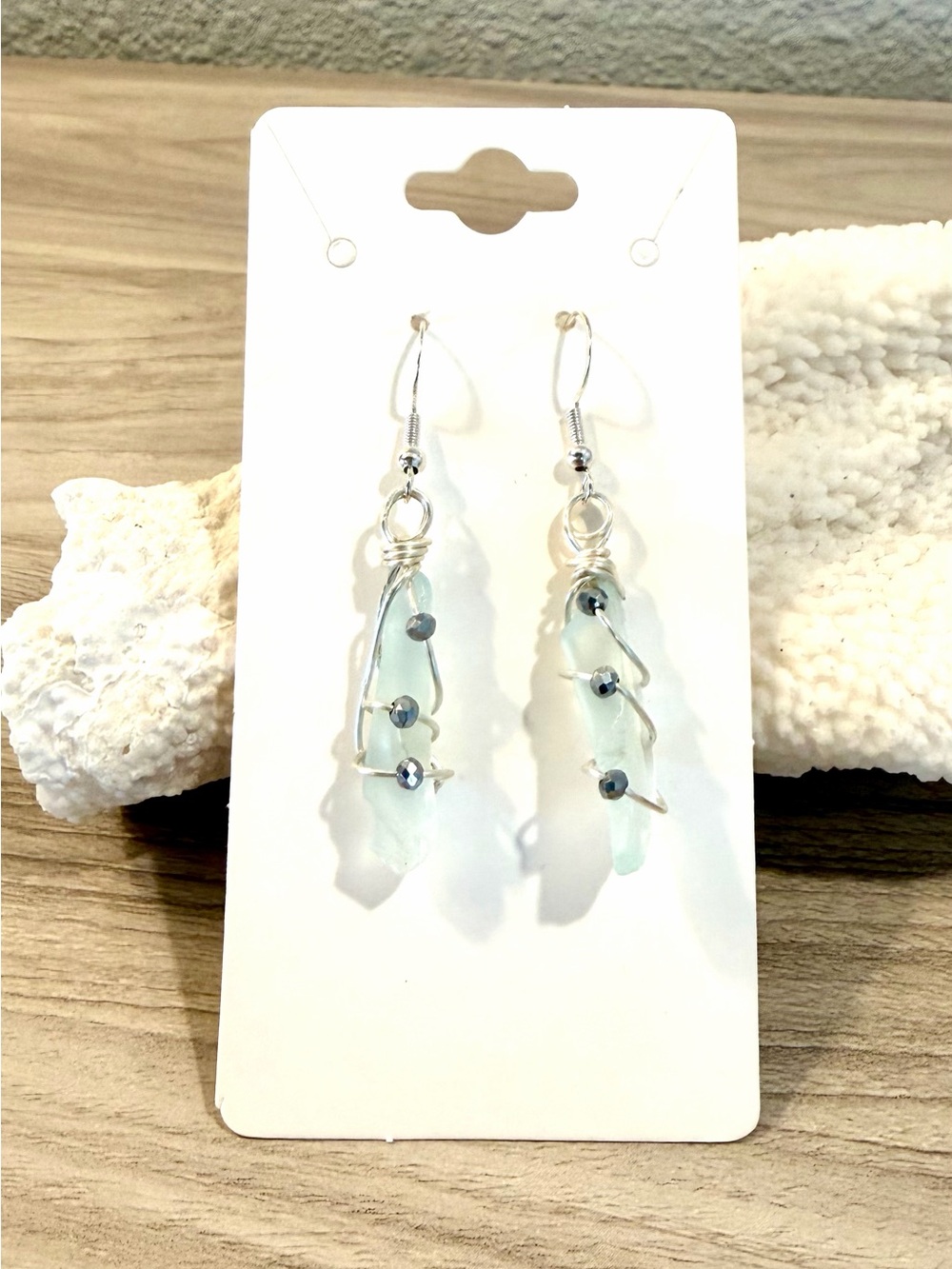 22. Sea Glass Inspired Light Blue Drop Earrings - Women Jewelry